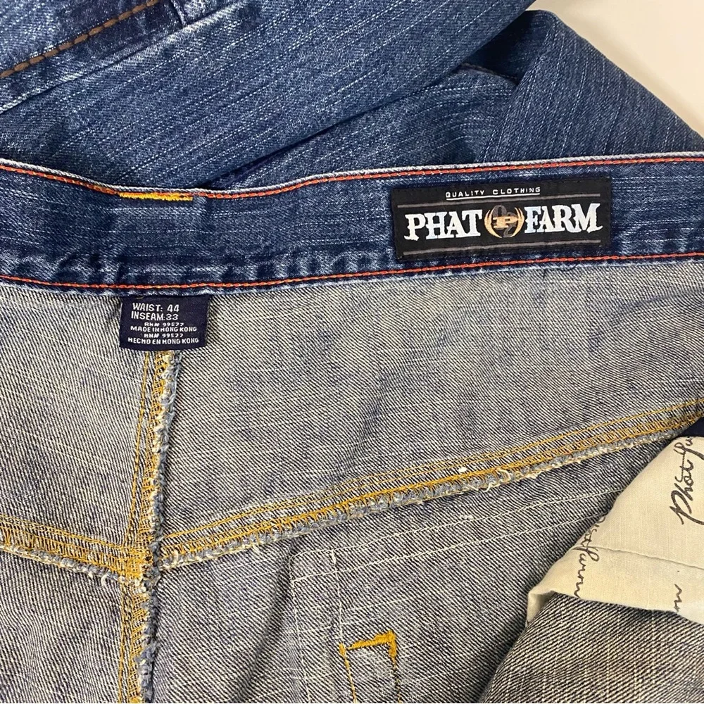 Phat Farm Men's Wide Leg‎ Embroidered Streetwear Hip Hop Grunge Jeans Size 44x33